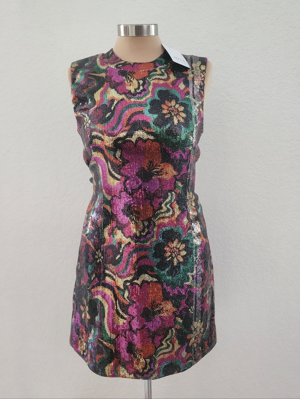MISA LOS ANGELES | Sleeveless Multicolor Sequin Floral Dress